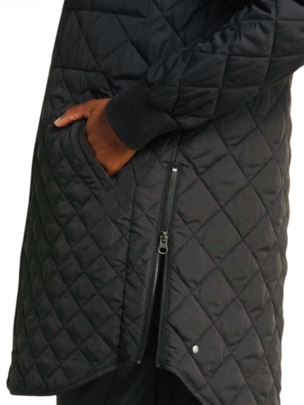 NWOT Zella Black Longline Quilted Puffer Bomber Jacket Plus Size 2X - Picture 6 of 15